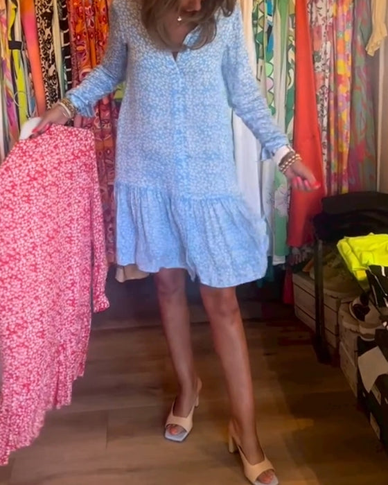 Jurk met V-hals en bloemmotief