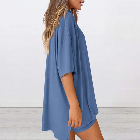 Casual Set Met Effen Kleur En Losse Pasvorm