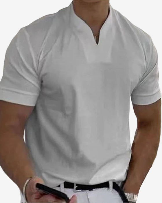 Atletisch T-shirt met korte mouwen en V-hals