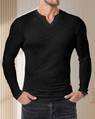 Shirt Heren Slim Fit V-hals Longline Muscle