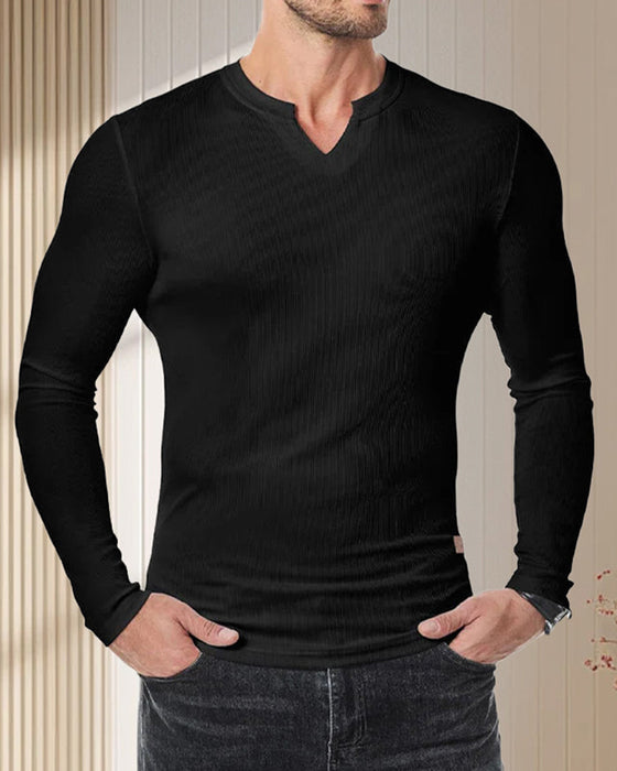 Shirt Heren Slim Fit V-hals Longline Muscle