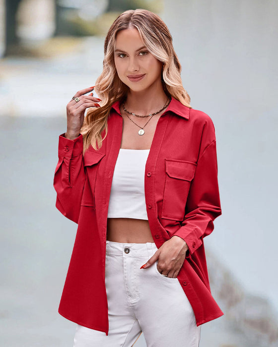 Casual blouse met lange mouwen in effen kleur