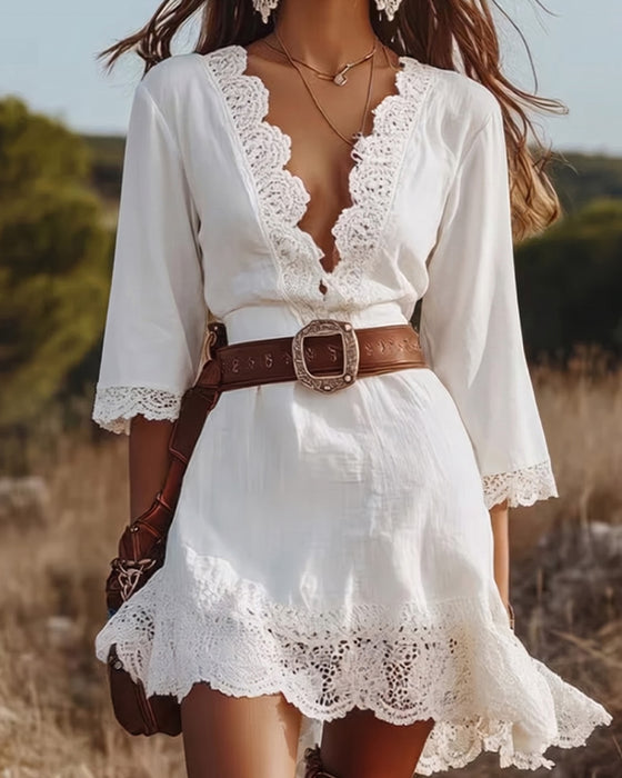 Jurk Diepe V Kant Resort