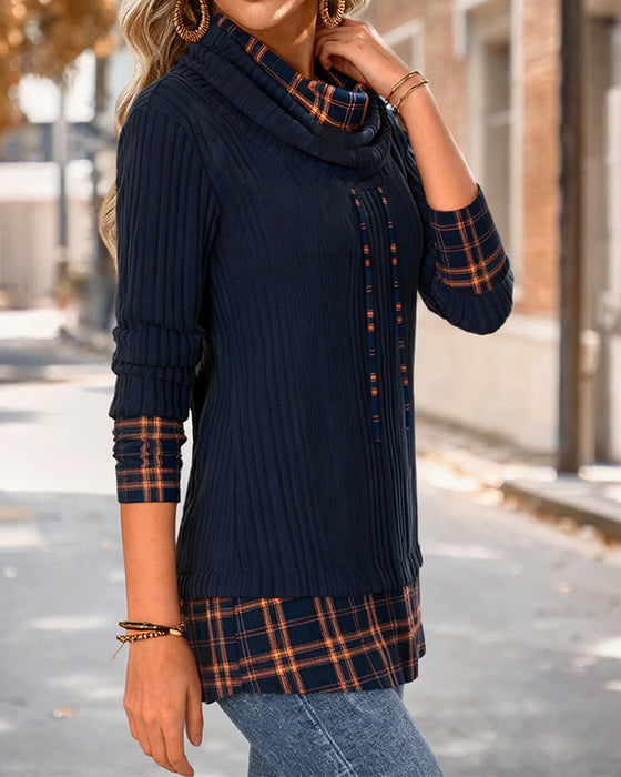 Modieuze Casual Top Met Contrasterende Stiksels