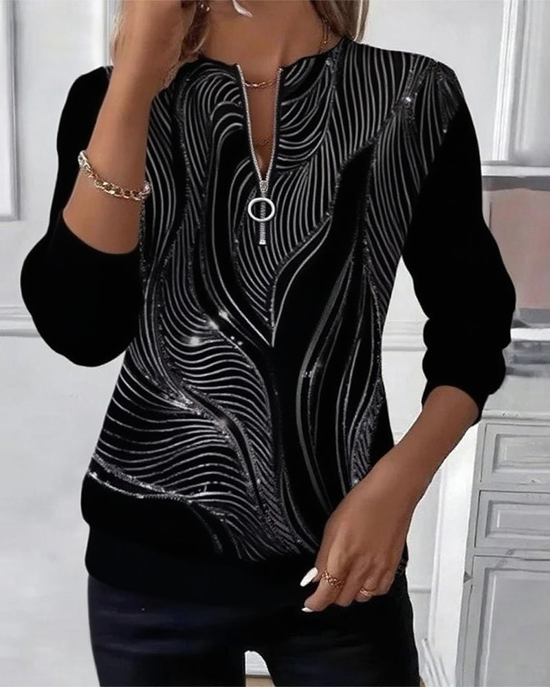 Sweatshirt casual bedrukt met rits