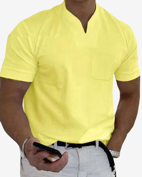 Atletisch T-shirt met korte mouwen en V-hals