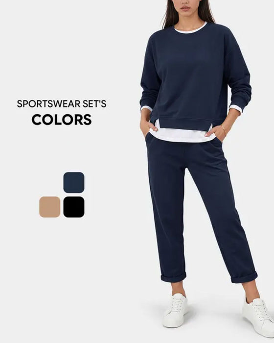 Set Effen Kleur Lange Mouwen Tweedelig