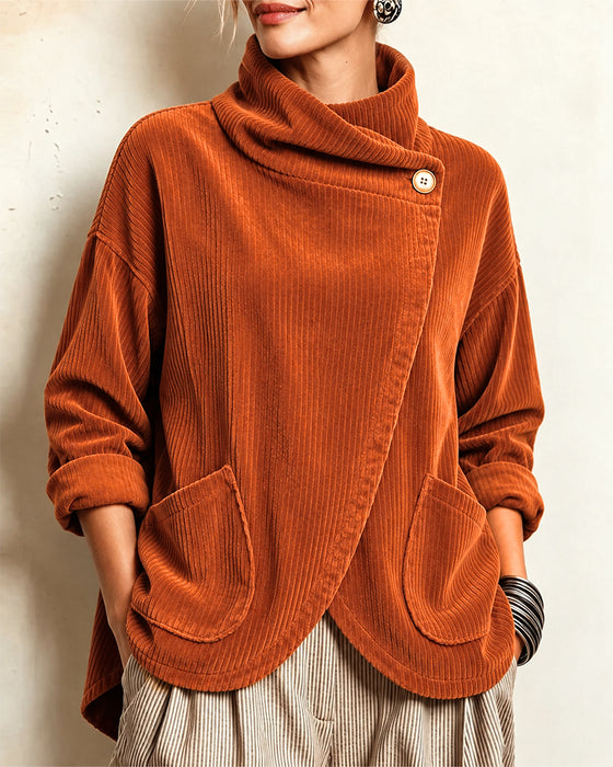 Jas Hoge Hals Knoop Asymmetrisch