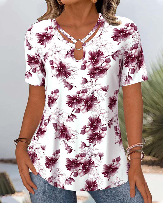 Blouse Bloemenprint Korte Mouwen
