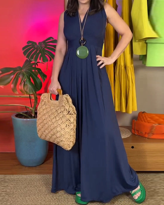 Elegante mouwloze slanke lange jurk