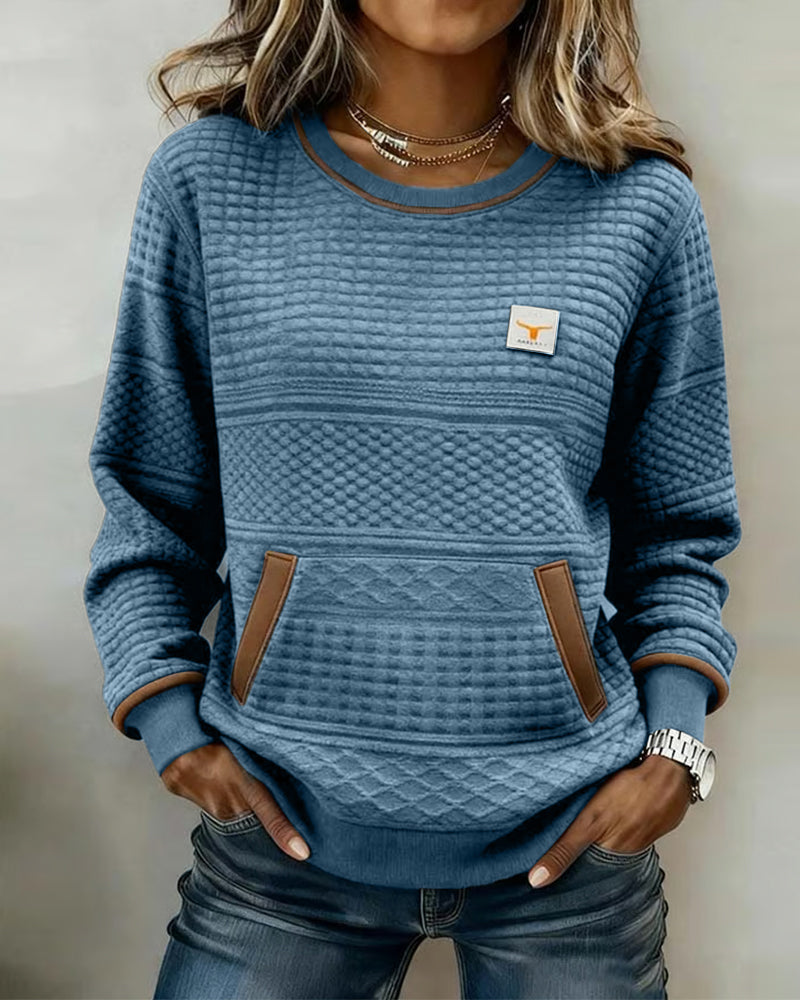 Sweatshirt Met Ronde Hals En Colorblocking