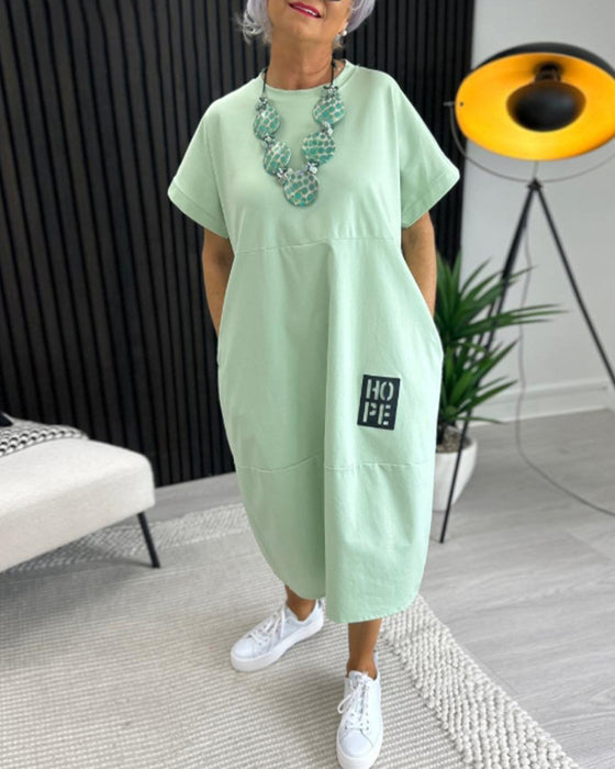 Jurk Korte Mouw Casual Recht Zak