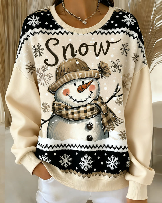 Langmouwige Casual Sweatshirt Met Sneeuwpopprint
