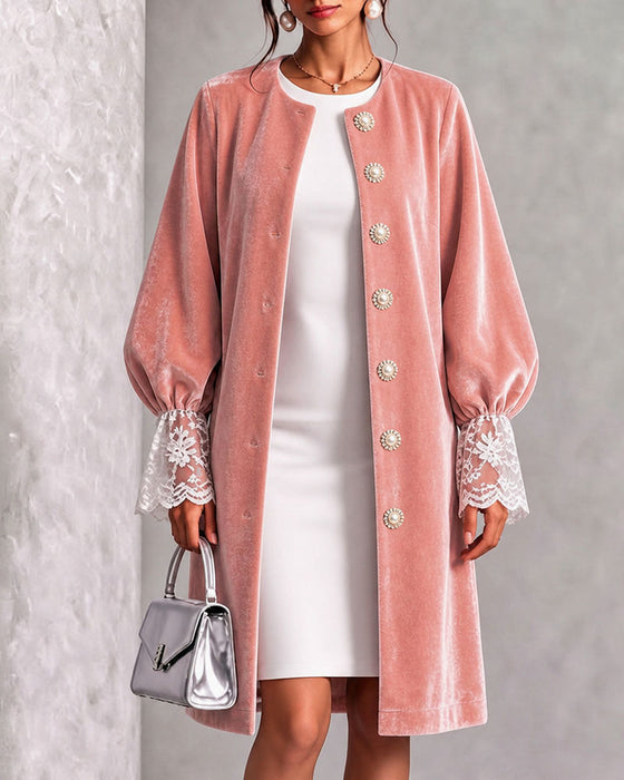 Jas Patchwork Mouw Knoop Trendy