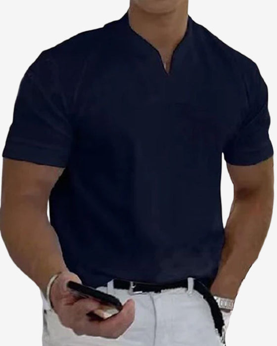 Atletisch T-shirt met korte mouwen en V-hals