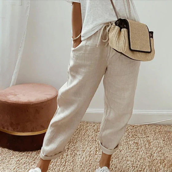 Broek Puur Katoen Effen Kleur