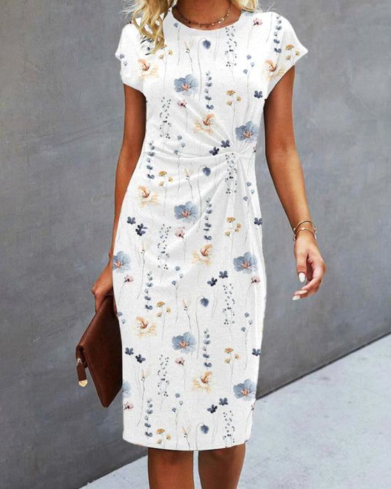 Bloemprintjurk met korte mouwen