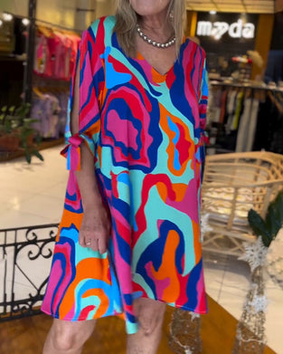 Ronde Hals Bedrukte Losse Jurk