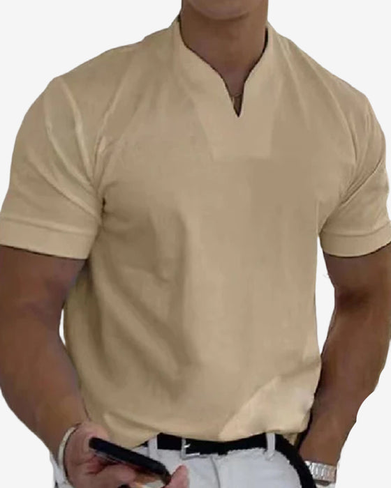 Atletisch T-shirt met korte mouwen en V-hals