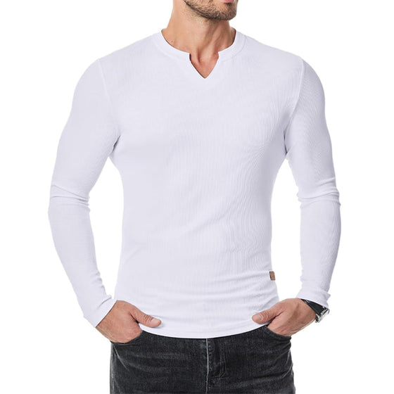Shirt Heren Slim Fit V-hals Longline Muscle