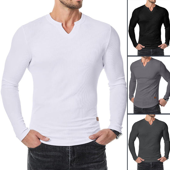 Shirt Heren Slim Fit V-hals Longline Muscle