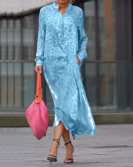 Jurk Lange Mouwen Leopardenprint Splits