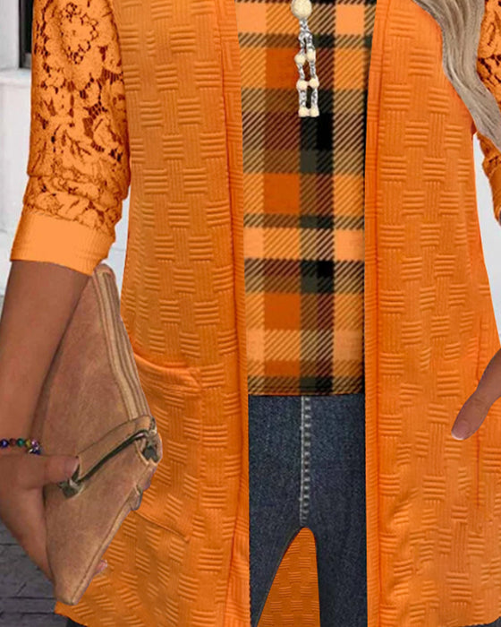 Top Met Faux Twee-Delige Ruitjeslook