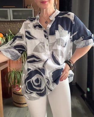 Blouse casual opstaande kraag bedrukt