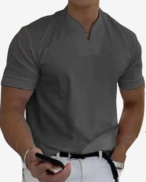 Atletisch T-shirt met korte mouwen en V-hals