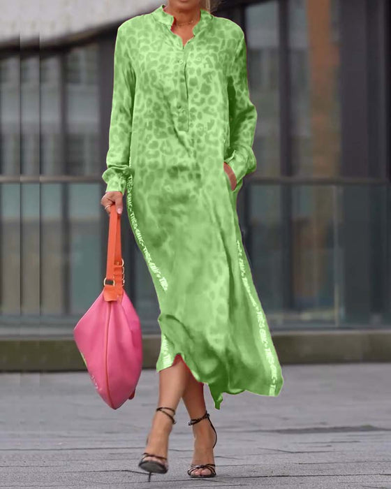 Jurk Lange Mouwen Leopardenprint Splits