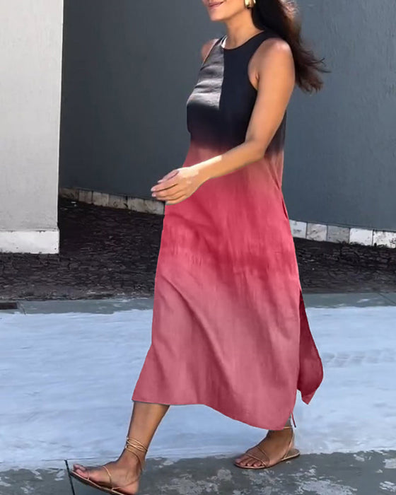 Jurk met mouwloos en verloop