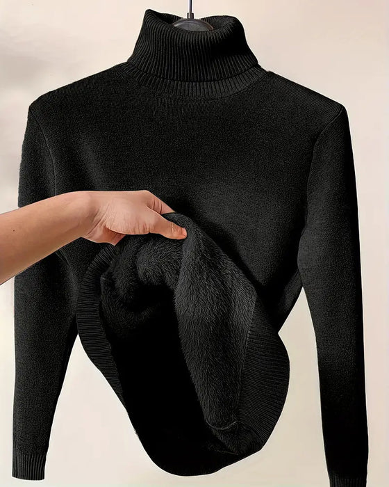 Effen kleur verdikte trui met lange mouwen