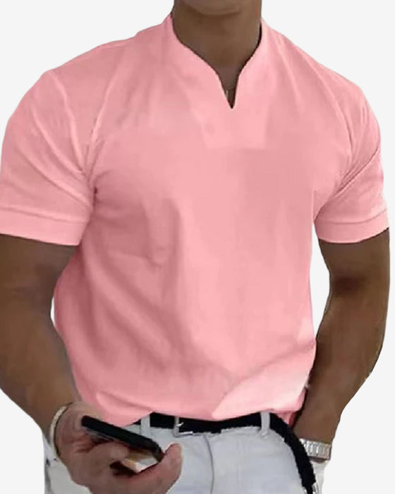 Atletisch T-shirt met korte mouwen en V-hals