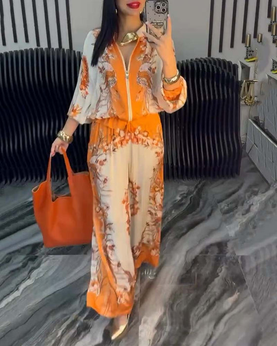 Wijd-Pijpen Pak Temperament Staande Kraag Rits