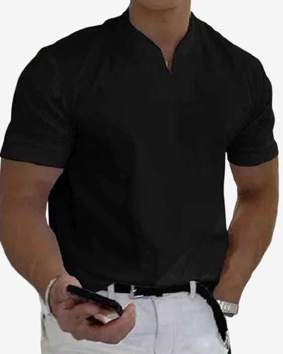 Atletisch T-shirt met korte mouwen en V-hals