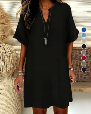 Jurk V-Hals Korte Mouw Effen Sheath