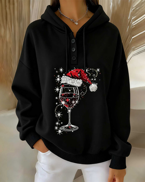 Langmouwige Hoodie Met Wijnglas-Motief