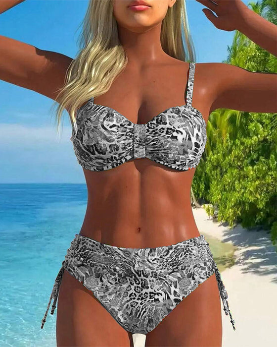 Opvallende Tweedelige Badpak met Luipaardprint