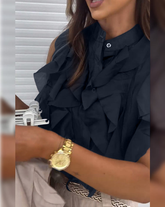 Tank Top Designer Ruffle Mouwloos