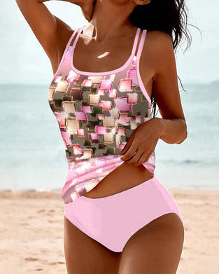 Badpak Tweedelig Kleurblok Print