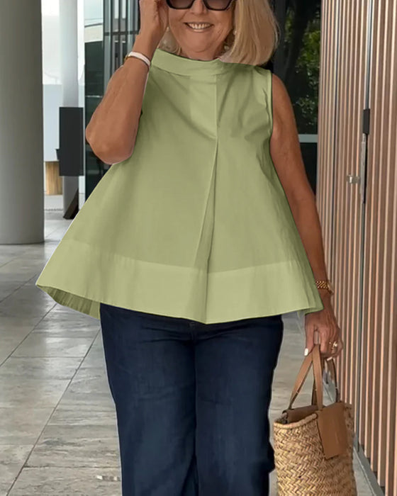 Blouse Mouwloos Effen Simpel