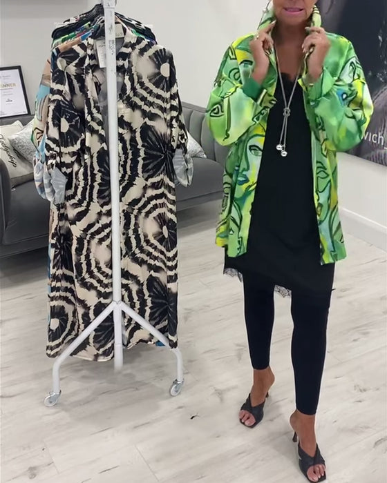 Casual overhemd met revers en gezichtprint