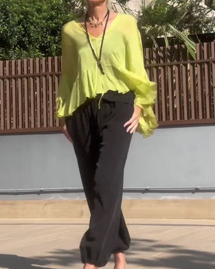 Blouse Ruffle Fladder Mouw Vleermuis Mouw