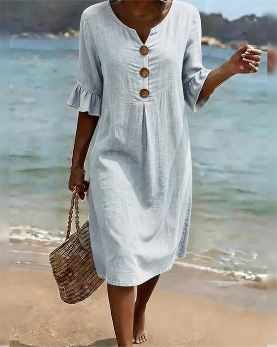 Jurk Lotus Blad Mouwen Jeans