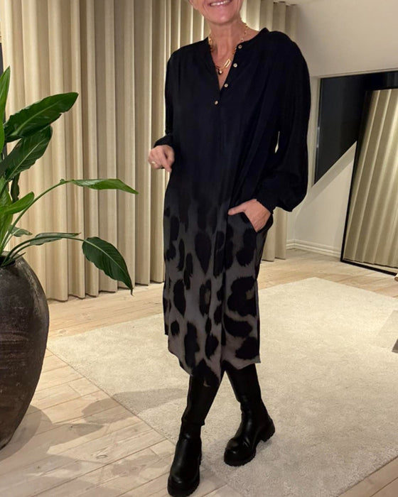 Jurk Lange Mouw Los Bedrukt