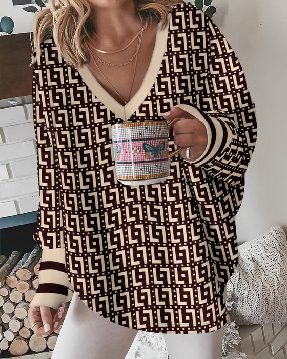 Losse top met geometrische print