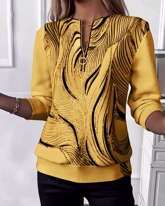 Sweatshirt casual bedrukt met rits