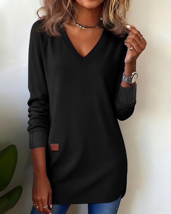 Modieuze Sweatshirt Met V-Hals