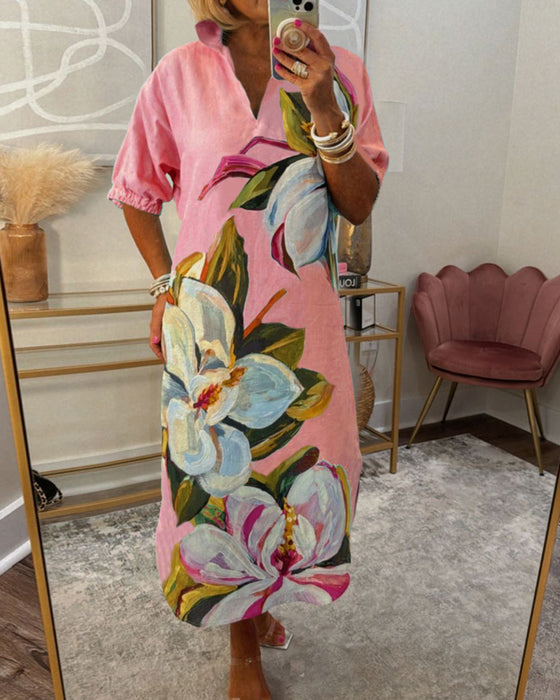 Losse casual jurk met bloemenprint