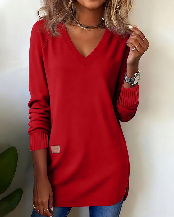 Modieuze Sweatshirt Met V-Hals